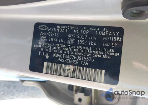 2015 Hyundai Accent Gls z USA, uszkodzony, nr VIN KMHCT4AE7FU915575